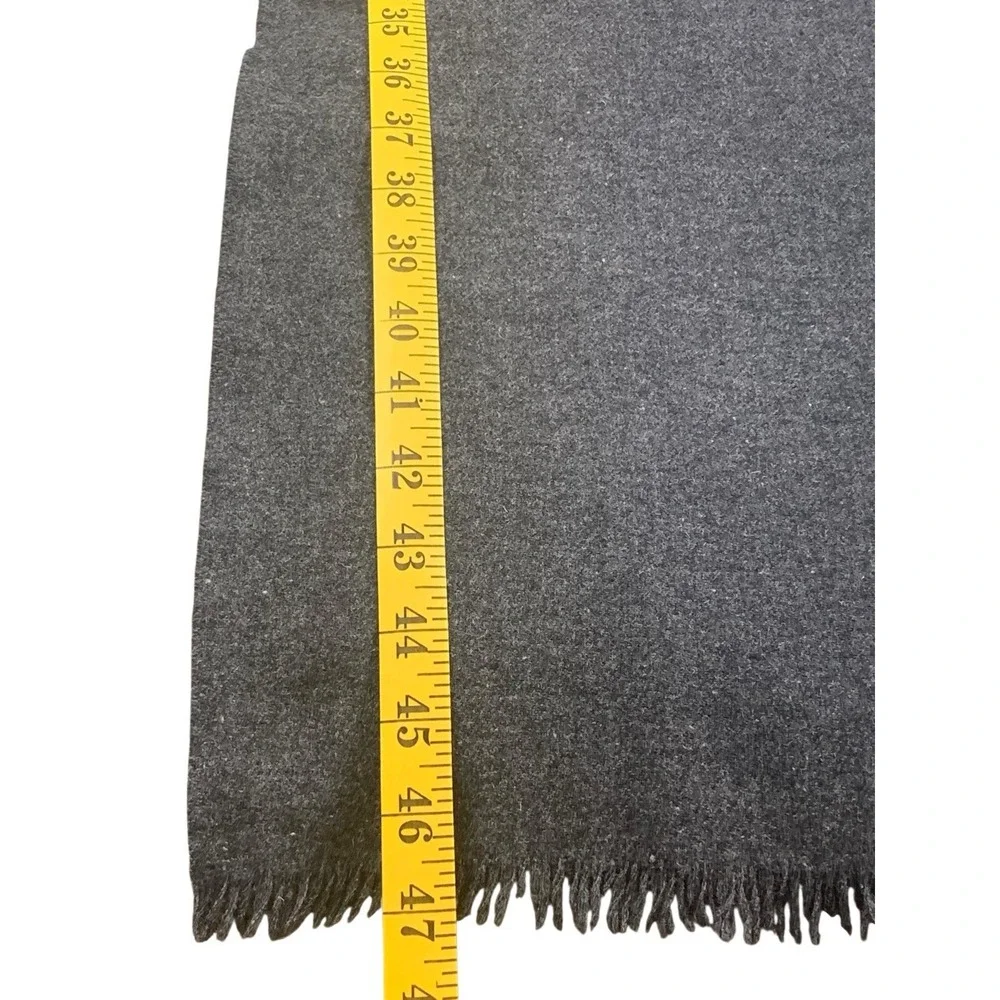 STROOCK Scarf Unisex One Size Gray Wool Hare Blend Fringe Luxury Winter 47in